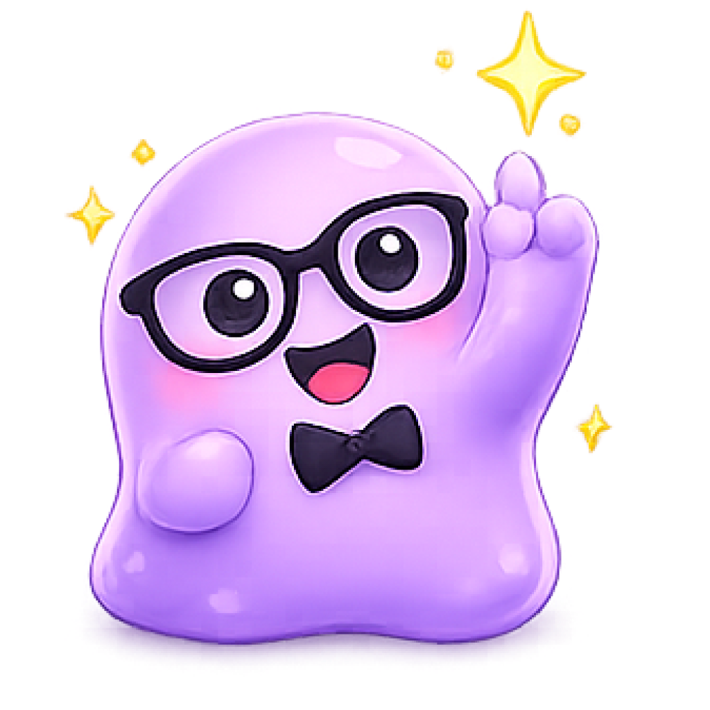 Siya, the lavender slime mascot, waving